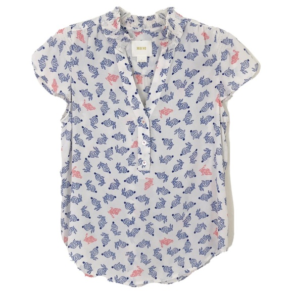 Anthropologie Tops - Anthropologie Maeve Bunny Print Popover Blouse